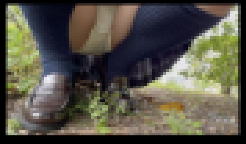 【クラッシュ】制服コスプレ撮影の足元でローファーに草が踏まれる(J2_003) サンプル画像
