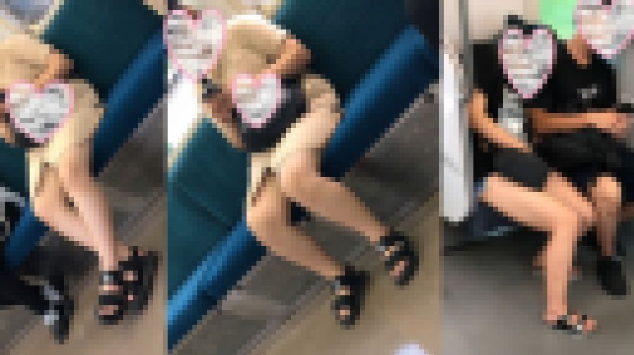 電車対面　生足　若い娘 サンプル画像